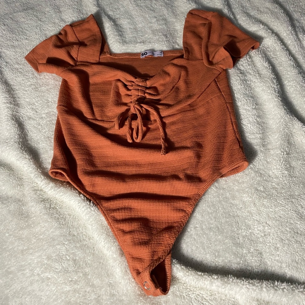 SO Burnt Orange Ribbed Bodysuit